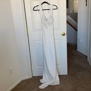 White Calvin silky satin dress